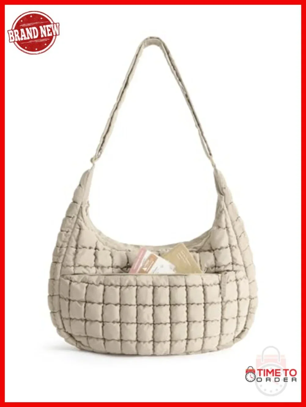 Quilted Crossbody Bag with Laptop Sleeve, Travel Hobo Shoulder Purse